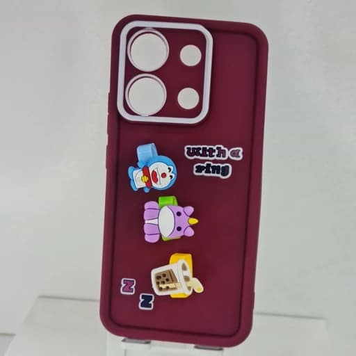 گارد گوشی Redmi not 13 4g عروسکی فانتزی برجسته جا انگشتی مدل پاپ سوکت رنگ زرشکی