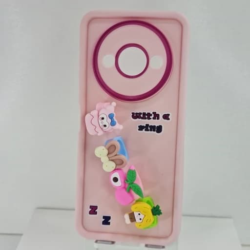 گارد گوشی Redmi A3 عروسکی فانتزی برجسته جا انگشتی مدل پاپ سوکت ردمی آ3 رنگ صورتی