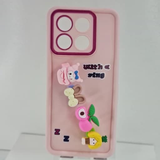 گارد گوشی Poco x6 pro عروسکی فانتزی برجسته جا انگشتی مدل پاپ سوکت رنگ صورتی