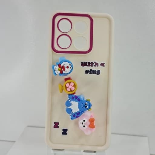 گارد گوشی Poco x6 pro عروسکی فانتزی برجسته جا انگشتی مدل پاپ سوکت رنگ کرم