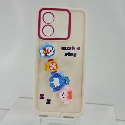 گارد گوشی Redmi not 13 pro عروسکی فانتزی برجسته جا انگشتی مدل پاپ سوکت ردمی نوت 13 پرو رنگ کرم