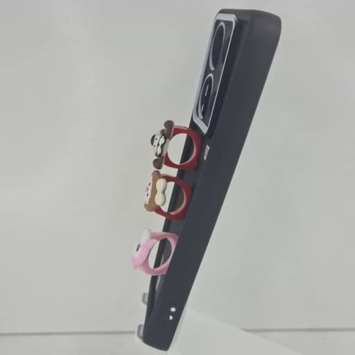 گارد گوشی Redmi not 13 pro عروسکی فانتزی برجسته جا انگشتی مدل پاپ سوکت ردمی نوت 13 پرو رنگ مشکی — تصویر ۲
