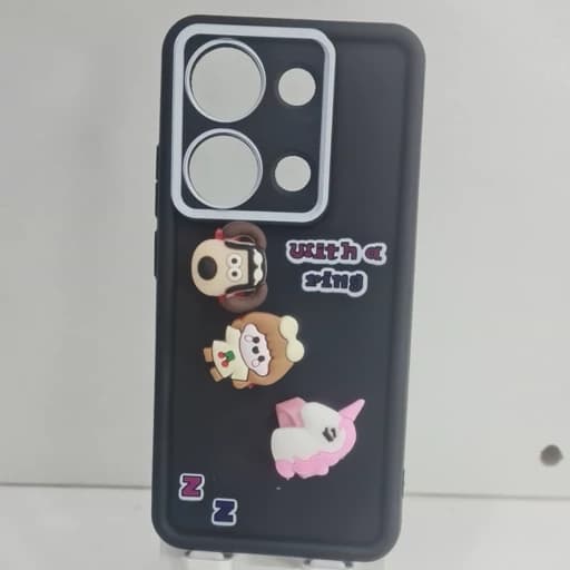 گارد گوشی Redmi not 13 pro عروسکی فانتزی برجسته جا انگشتی مدل پاپ سوکت ردمی نوت 13 پرو رنگ مشکی