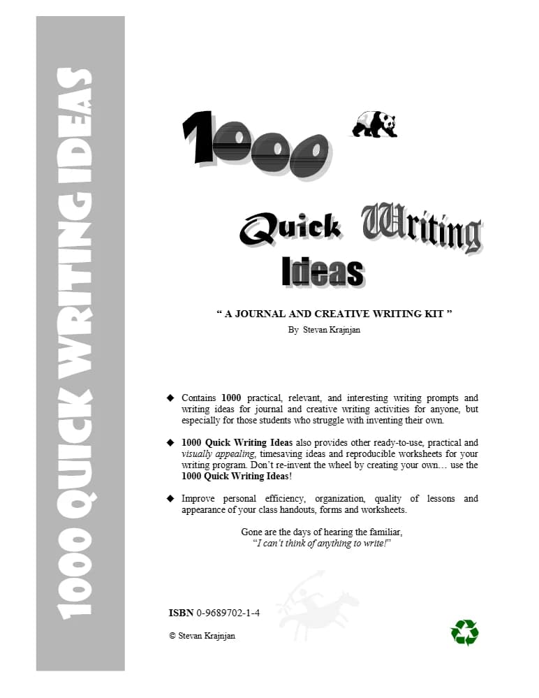 کتاب 1000 Quick Writing Ideas (1000 ایده سریع برای نوشتن) نسخه انگلیسی PDF | استوان کراین‌جان
