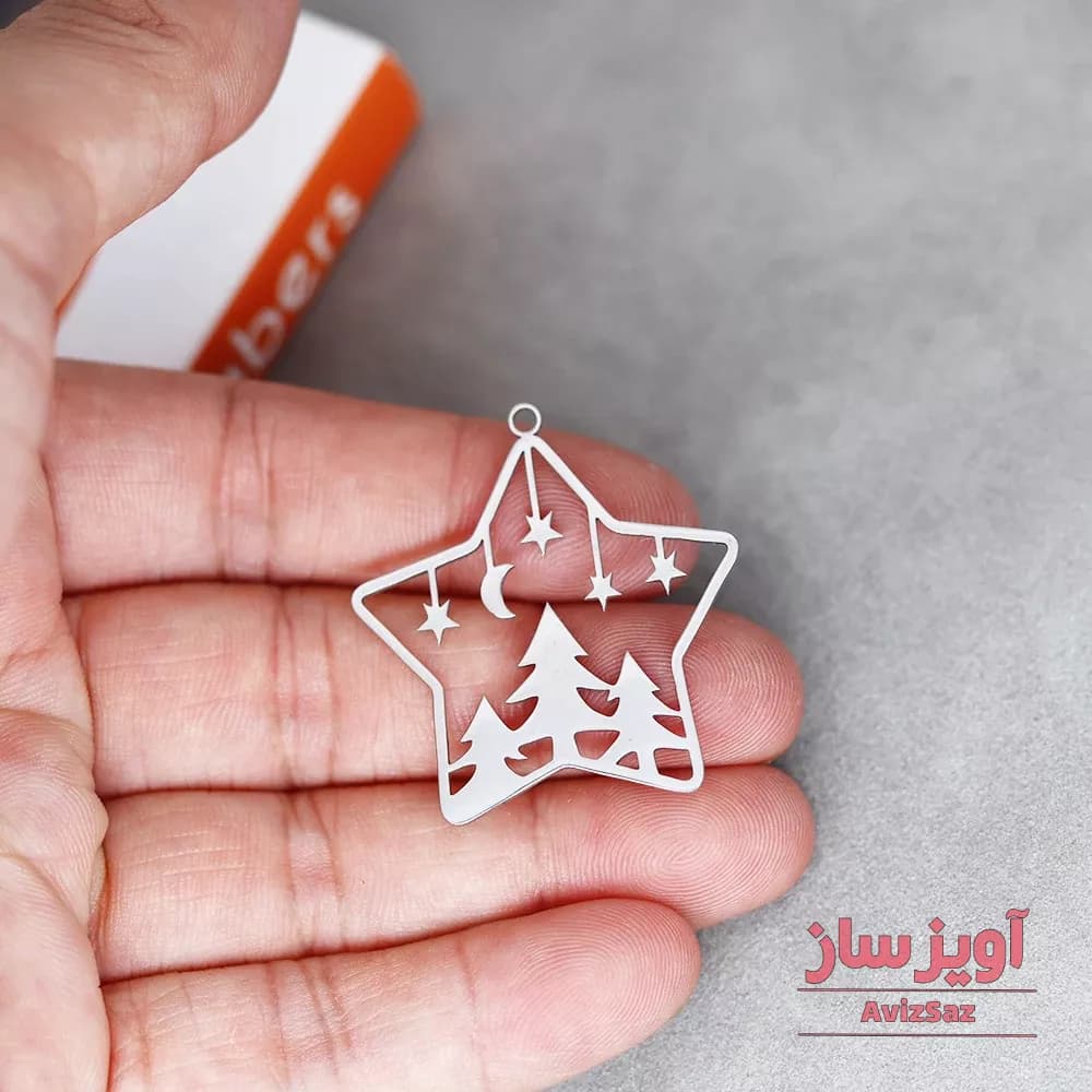 گردنبند کریسمس درخت کاج و ستاره و ماه کد 101945