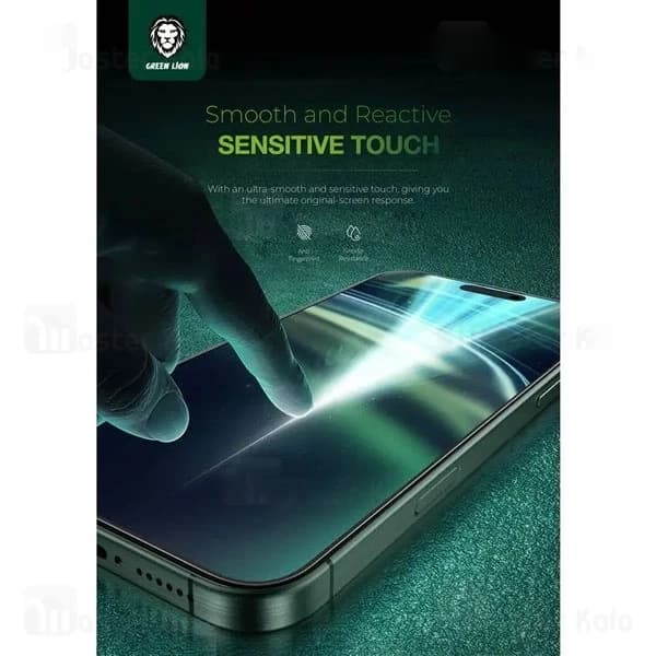 گلس تمام صفحه تمام چسب آیفون گرین لاین Apple iPhone 16 Pro Green Lion 9H Steve Matte — تصویر ۷