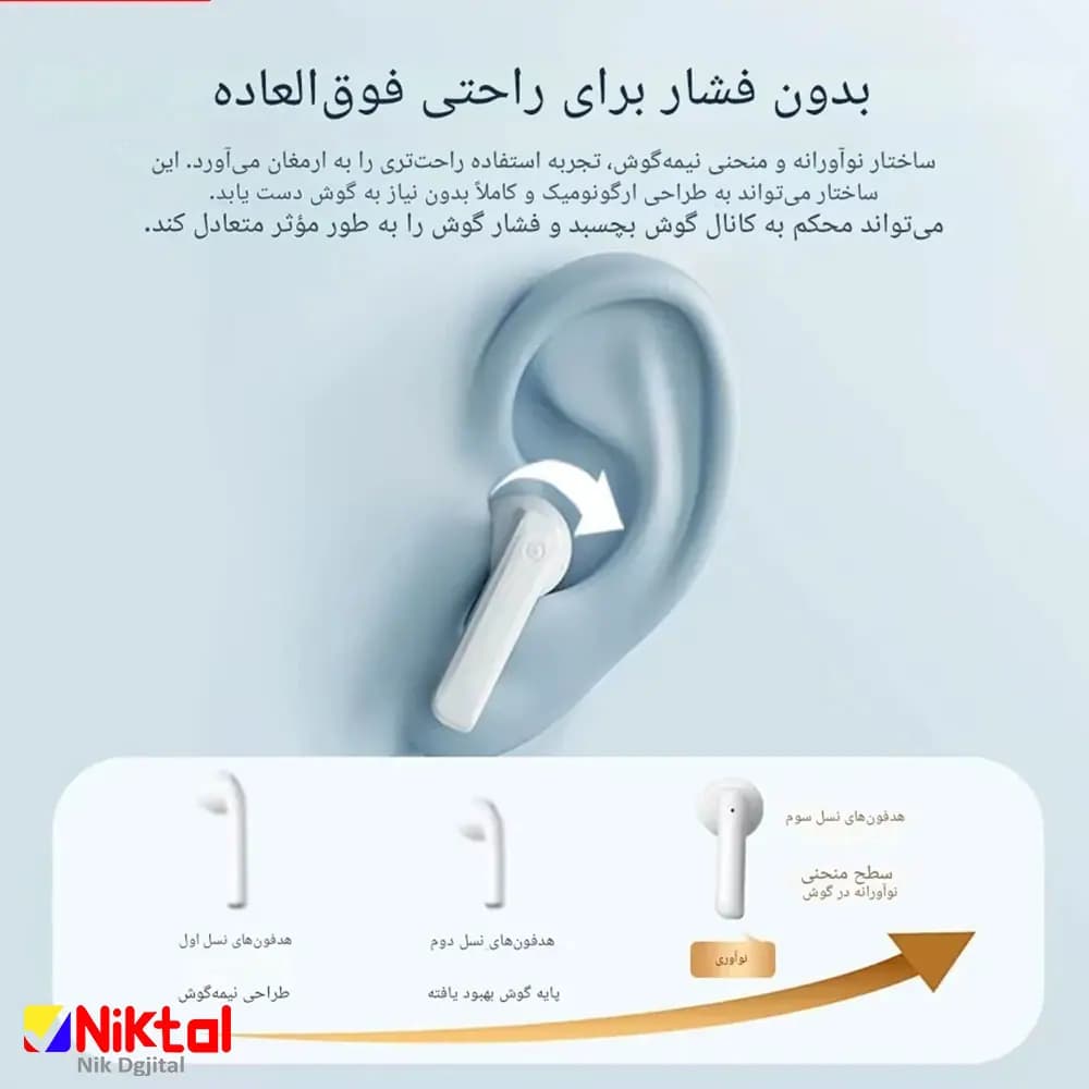 هدفون بلوتوثی لنوو مدل TC3302 |با اتصال پایدار و کنترل‌های لمسی — تصویر ۶