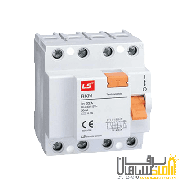 کلید محافظ جان (RCCB) 30mA – 6KA سه پل+نول 40A RKN برند LS