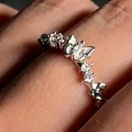 انگشتر زنانه و دخترانه جواهری طرح فانتزی پروانه ای ضد حساسیت رنگ کاملا ثابت کد atk