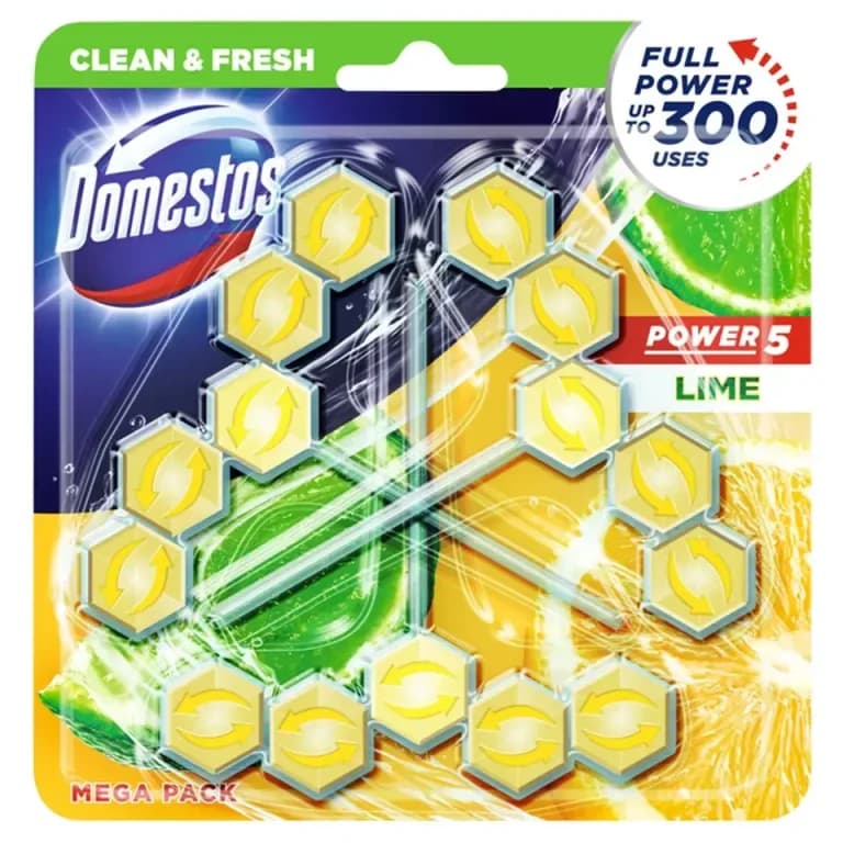 جرم گیر توالت فرنگی دامستوس Domestos رایحه لیمو 300 بار مصرف سه عددی