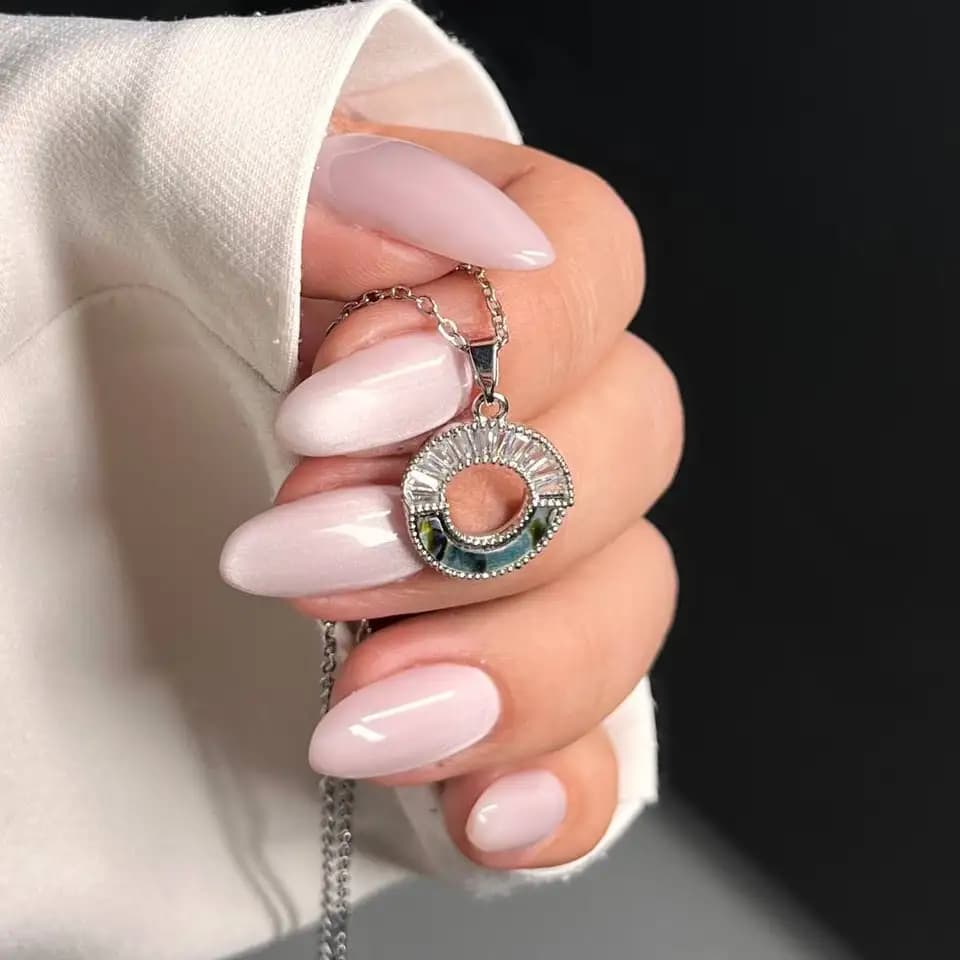 گردنبند و آویز زنانه جواهری طرح حلقه ای نگین تنیسی و رزینی ضد حساسیت رنگ ثابت کد atk — تصویر ۲