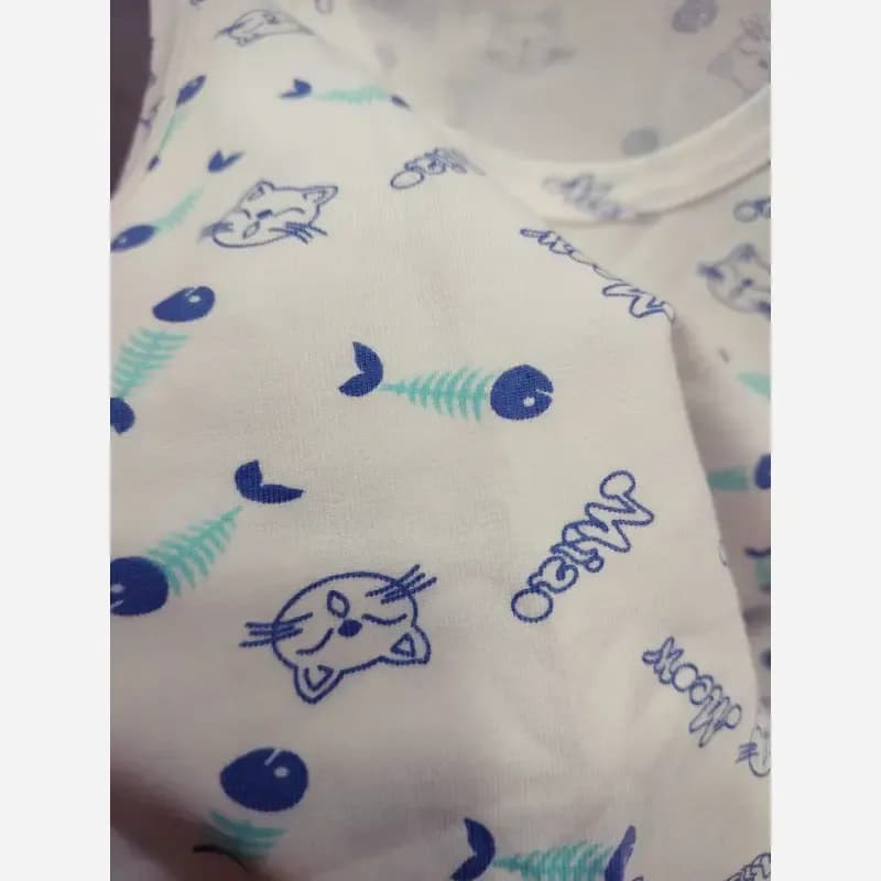 ست رکابی و شورت بچگانه طرح پیشی و ماهی جنس پنبه مناسب 2 تا 10 سال — تصویر ۸