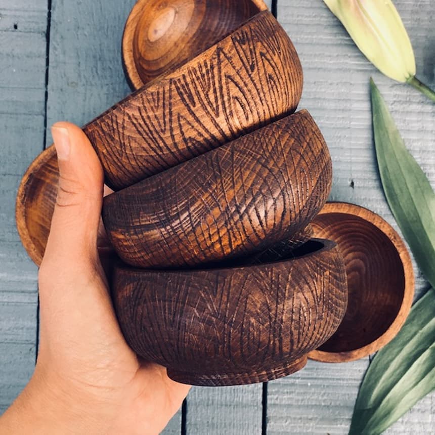 کاسه آجیل خوری چوبی کد 054 — تصویر ۲