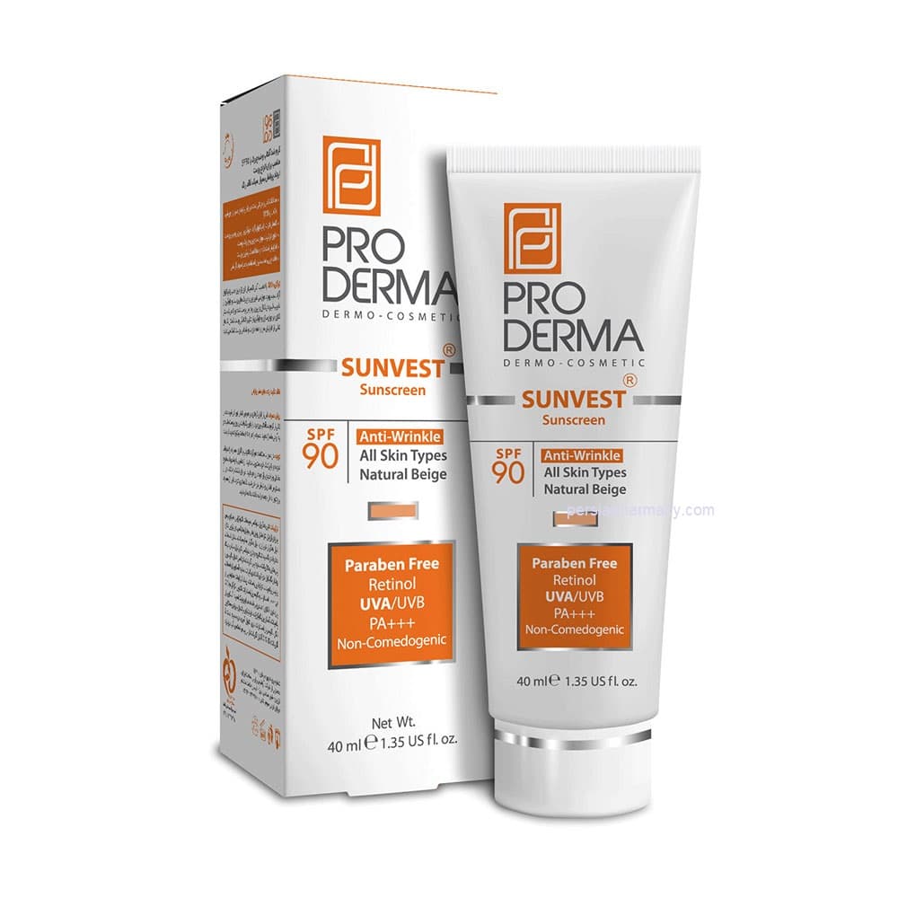 کرم ضد آفتاب و ضد چروک پرودرما SPF90 بژطبیعی 40 گرم