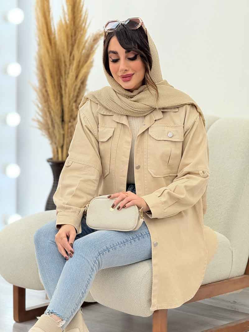 مانتو کتان جیب پیله میترا کد 5753 — تصویر ۳