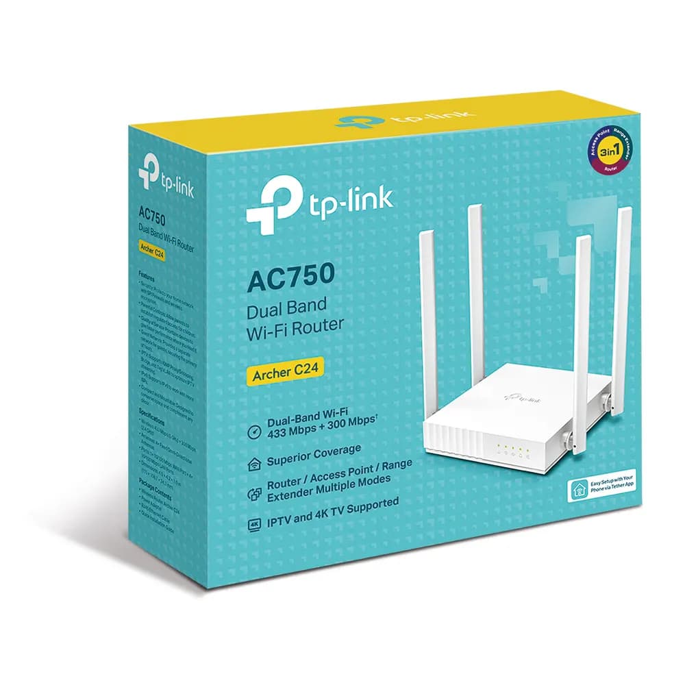 روتر، تقویت کننده وای فای و اکسس پوینت تی پی لینک TP-Link Archer C24 AC750 Dual-Band Wi-Fi Router — تصویر ۴
