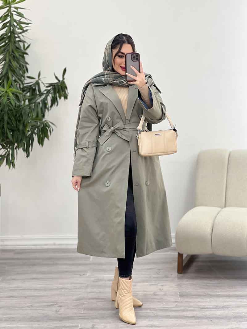 بارانی بلند هشت دکمه کد 5644 — تصویر ۶
