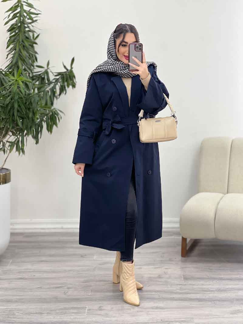 بارانی بلند هشت دکمه کد 5644 — تصویر ۷