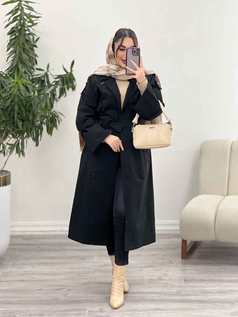 بارانی بلند هشت دکمه کد 5644 — تصویر ۸