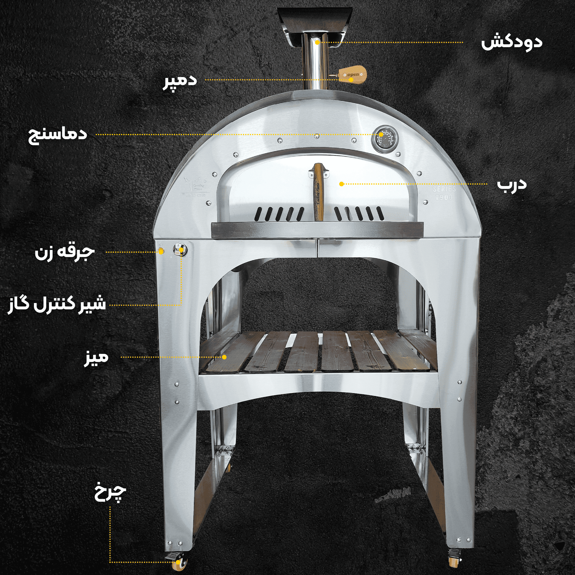 فر پیتزا T900 پایه دار — تصویر ۶