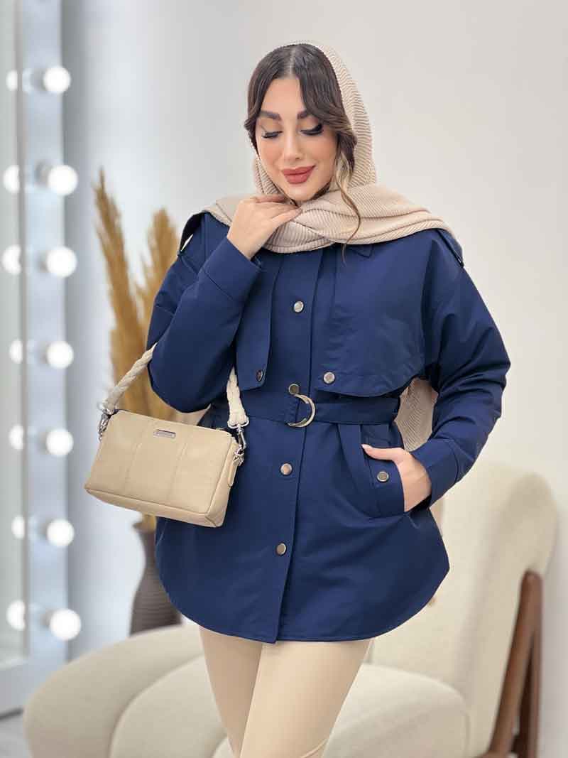 بارانی ژیله دکمه دار روژین کد 5672 — تصویر ۲