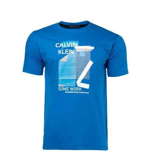 تیشرت Calvin Klein یقه گرد مردانه سفید طرح دار مدل 45199