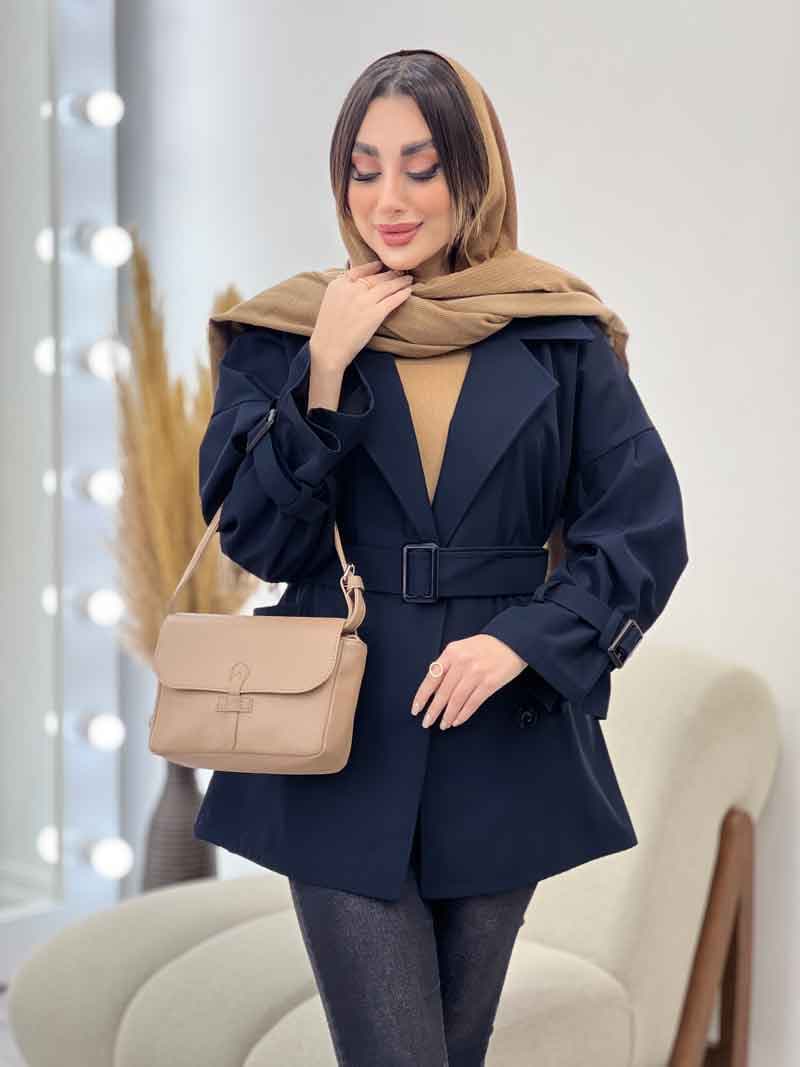 بارانی دو جیب نیلوفر کد 5628 — تصویر ۲