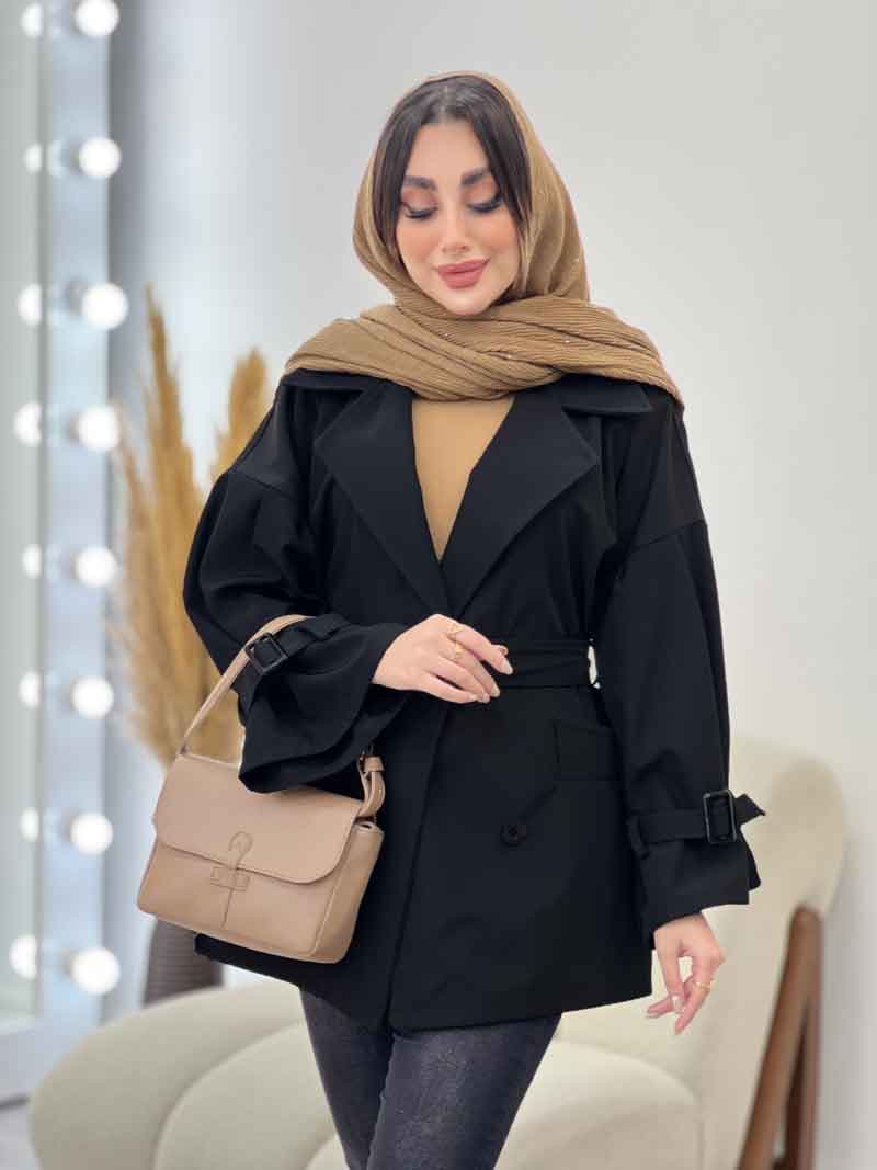 بارانی دو جیب نیلوفر کد 5628 — تصویر ۶