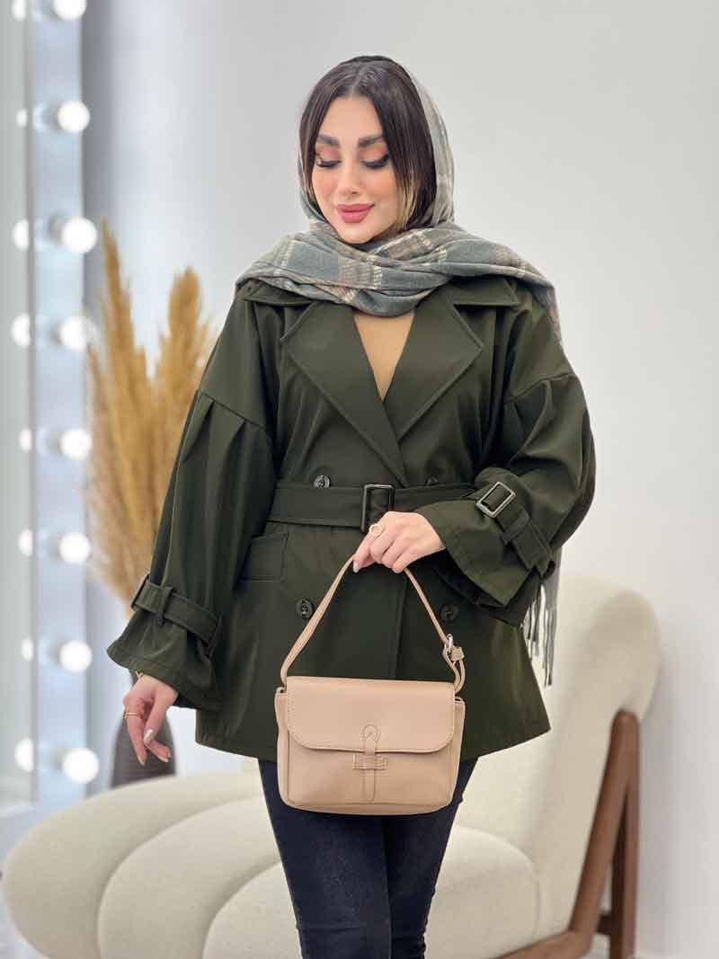 بارانی دو جیب نیلوفر کد 5628 — تصویر ۳