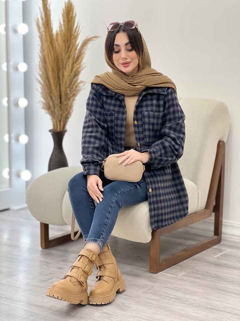 شکت چهارخونه دو جیب تبسم کد 5593 — تصویر ۸