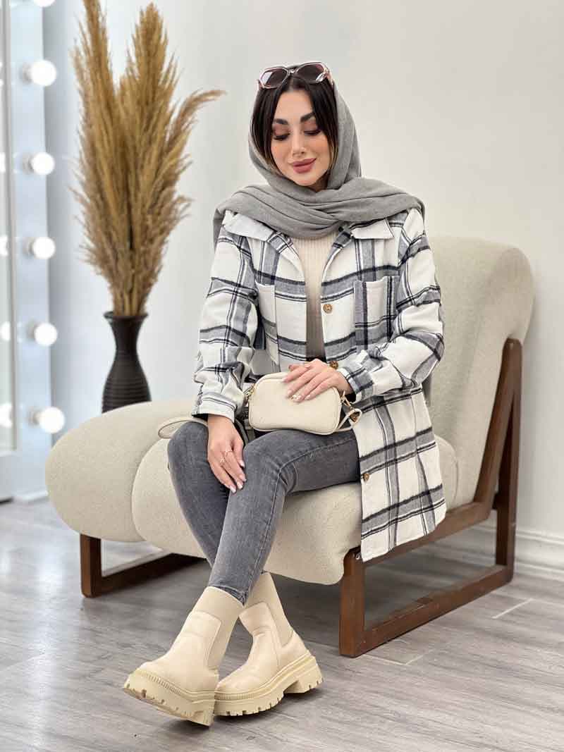 شکت چهارخونه دو جیب تبسم کد 5593 — تصویر ۵
