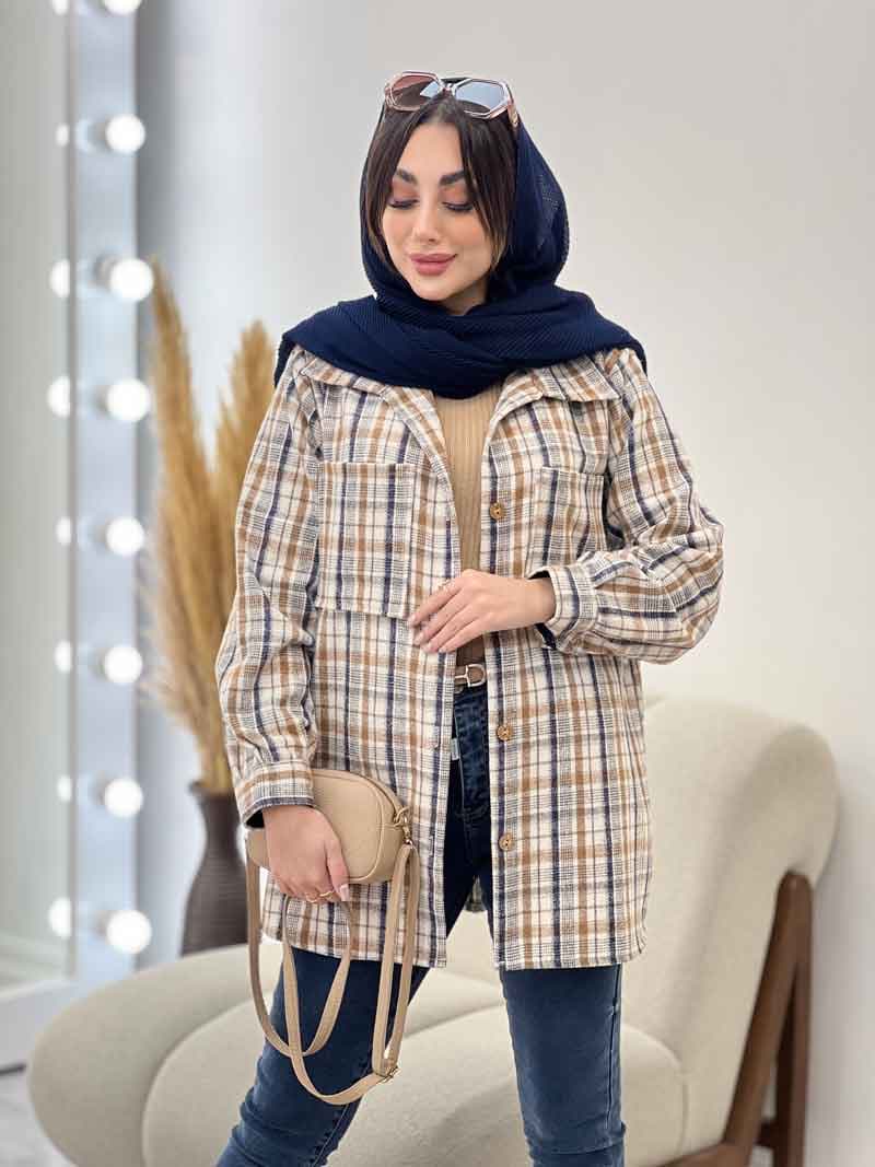 شکت چهارخونه دو جیب تبسم کد 5593 — تصویر ۶