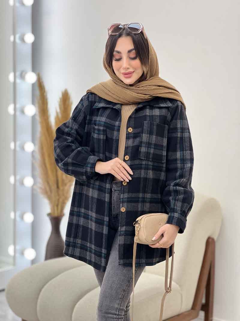 شکت چهارخونه دو جیب تبسم کد 5593 — تصویر ۳