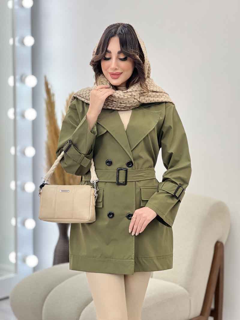 بارانی سرجیب دوبل ژیله دار کد 5608 — تصویر ۳