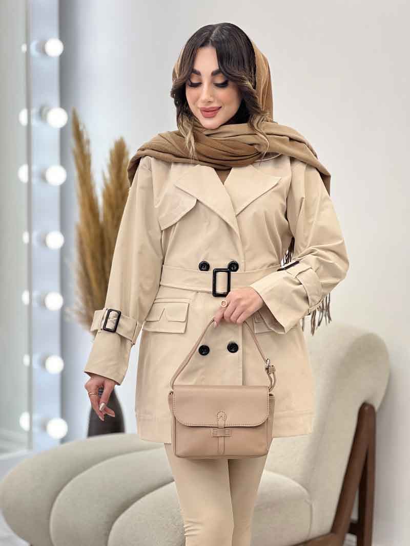 بارانی سرجیب دوبل ژیله دار کد 5608 — تصویر ۶