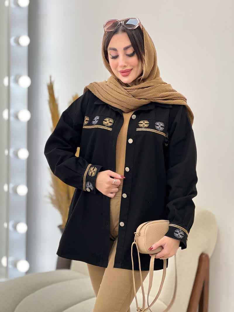 مانتو گلدوزی برش دار دو جیب کد 5499 — تصویر ۴