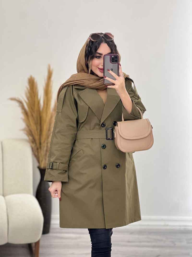 بارانی بلند شش دکمه دو جیب کد 5460 — تصویر ۸