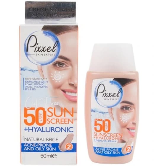 پیکسل کرم ضدآفتاب رنگ بژطبیعی spf50 مناسب پوست های چرب و جوش دار و مختلط