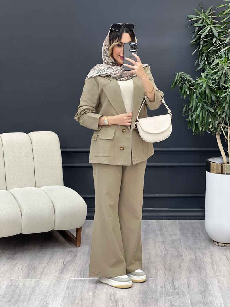 ست مانتو و شلوار دو دکمه پروا کد 4891 — تصویر ۸