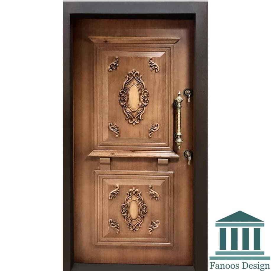 درب ضدسرقت کلاسیک دوقاب برجسته روکش راش کد 30472