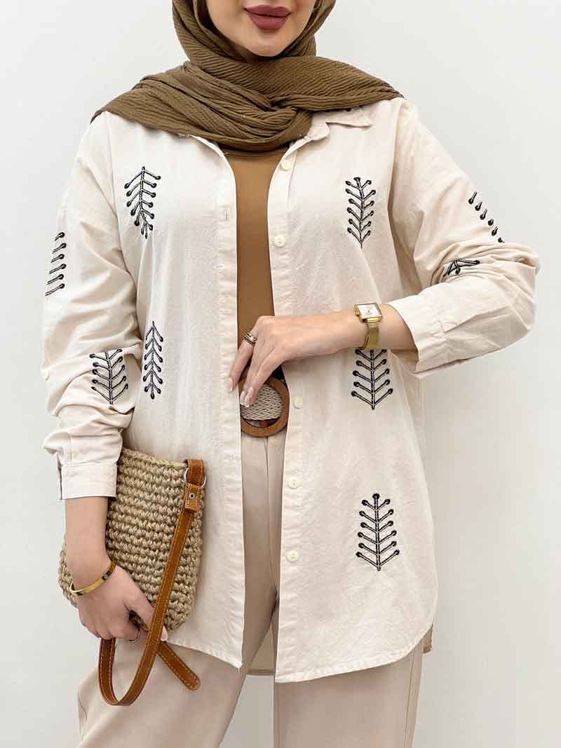 شومیز لینن گندم کد 5078 — تصویر ۸