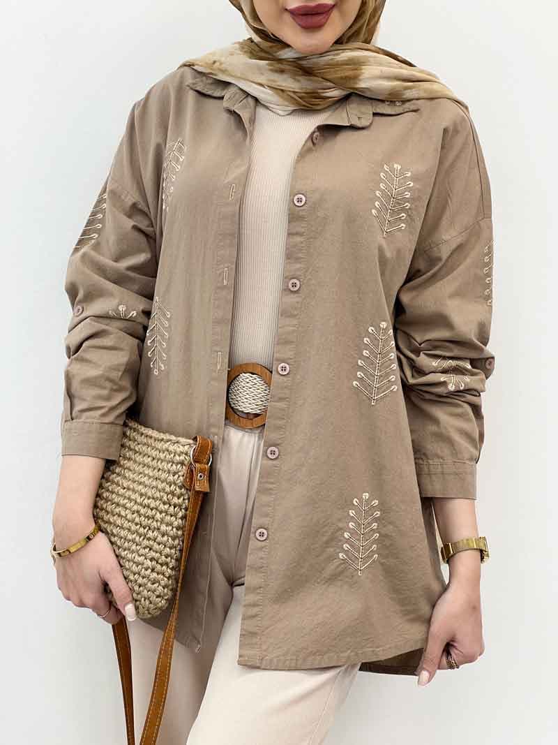 شومیز لینن گندم کد 5078 — تصویر ۵
