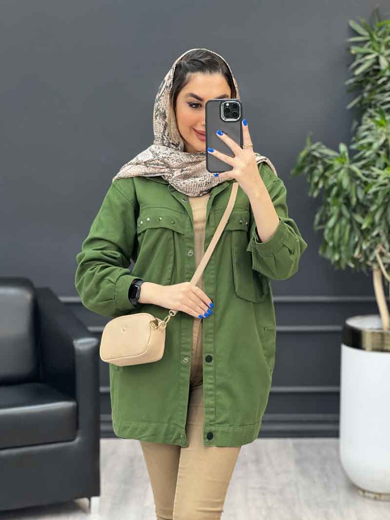 مانتو کتان چهار جیب پرچ پارلا کد 4751 — تصویر ۲