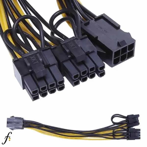 کابل تبدیل برق گرافیک 6 پین ماده به 2 عدد 8 پین نر — تصویر ۲