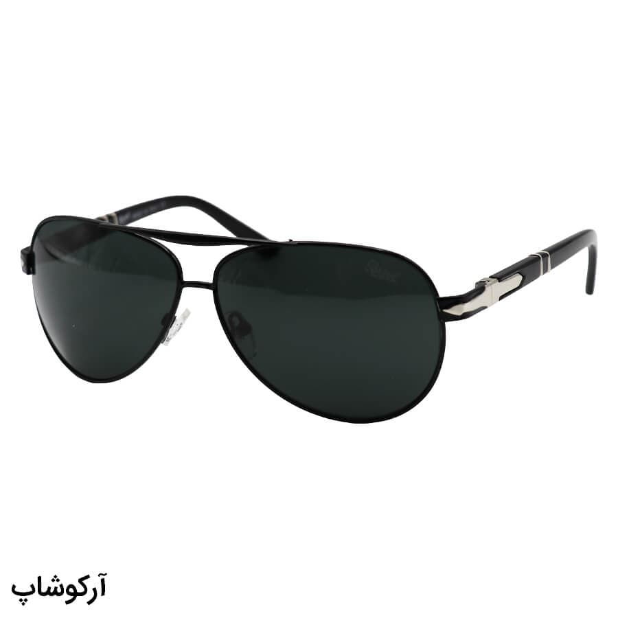 عینک آفتابی PERSOL با فریم خلبانی، رنگ مشکی، بیس دار و لنز دودی تیره و از جنس شیشه مدل 2405S