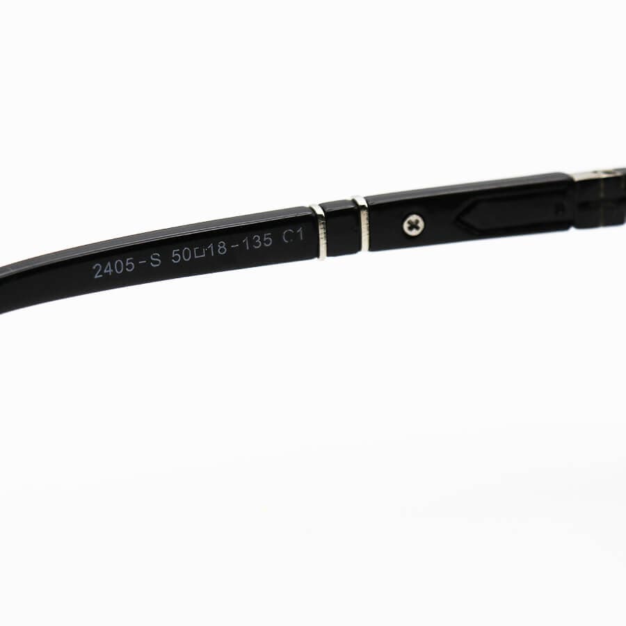 عینک آفتابی PERSOL با فریم خلبانی، رنگ مشکی، بیس دار و لنز دودی تیره و از جنس شیشه مدل 2405S — تصویر ۷