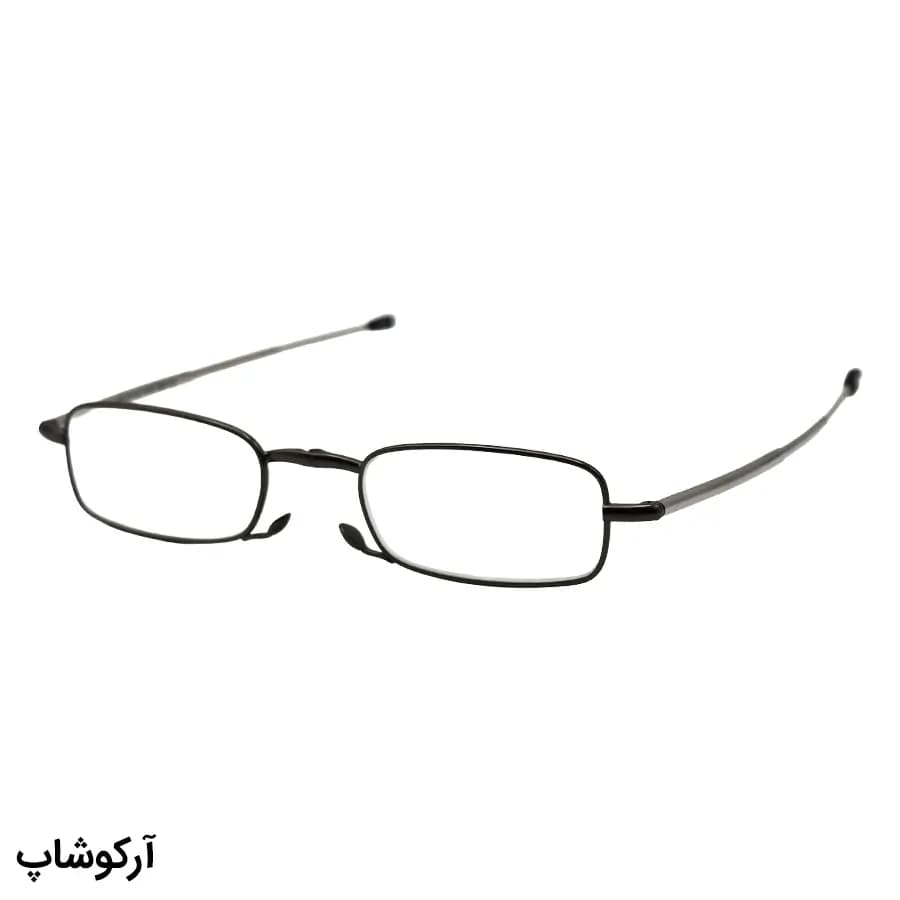 عینک مطالعه نزدیک بین با نمره +1.00 فریم مستطیلی، رنگ نوک مدادی و دسته آنتنی و جمع‌شونده مدل HD0520 — تصویر ۴