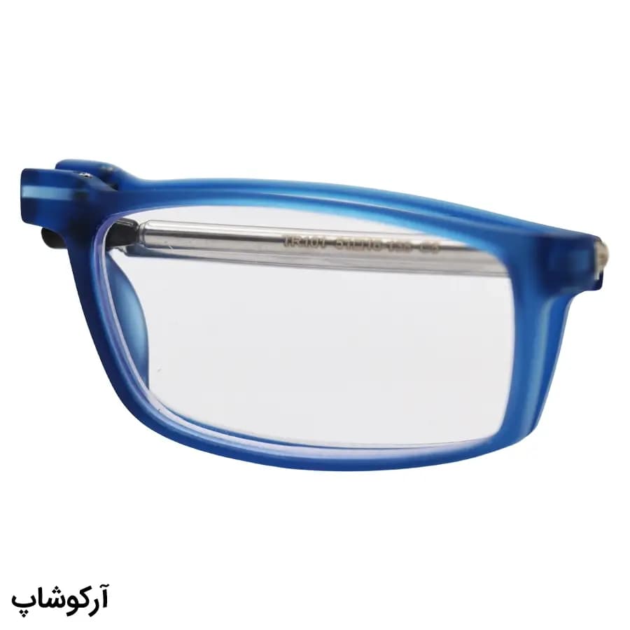 عینک مطالعه تاشو نزدیک بین نمره +1.25 با فریم مستطیلی، رنگ آبی و دسته آنتنی و جمع‌شونده مدل TR101 — تصویر ۵