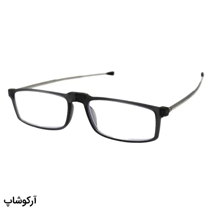 عینک مطالعه تاشو نزدیک بین نمره +1.25 عدسی بلوکات، رنگ طوسی و دسته آنتنی و جمع‌شونده مدل TR101 — تصویر ۳