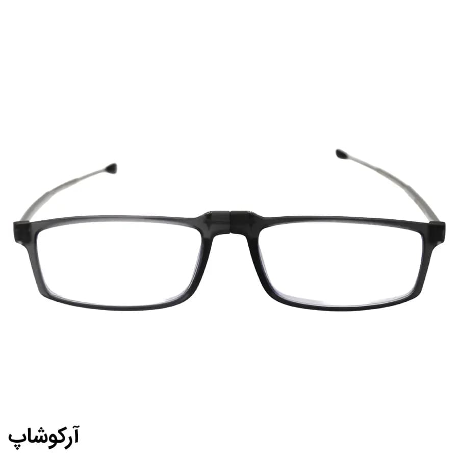 عینک مطالعه تاشو نزدیک بین نمره +1.25 عدسی بلوکات، رنگ طوسی و دسته آنتنی و جمع‌شونده مدل TR101 — تصویر ۲